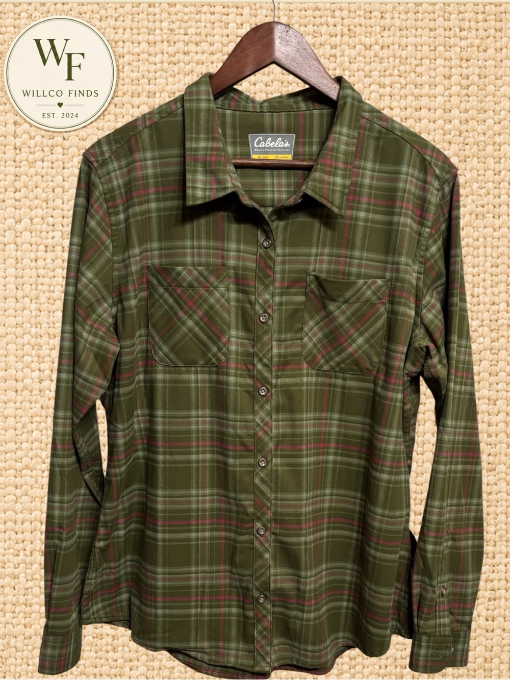 Cabela’s Women’s XL Green Plaid Long Sleeve Button Down Outdoor Shirt NWOT